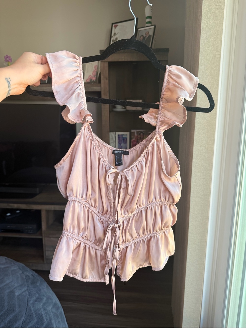 Forever 21 Blush Pink Ruffled Tie-Front Camisole